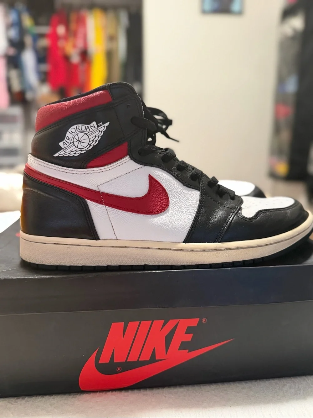 Jordan Black Gym Red  High-Top Sneakers in Black, White & Red 11 M